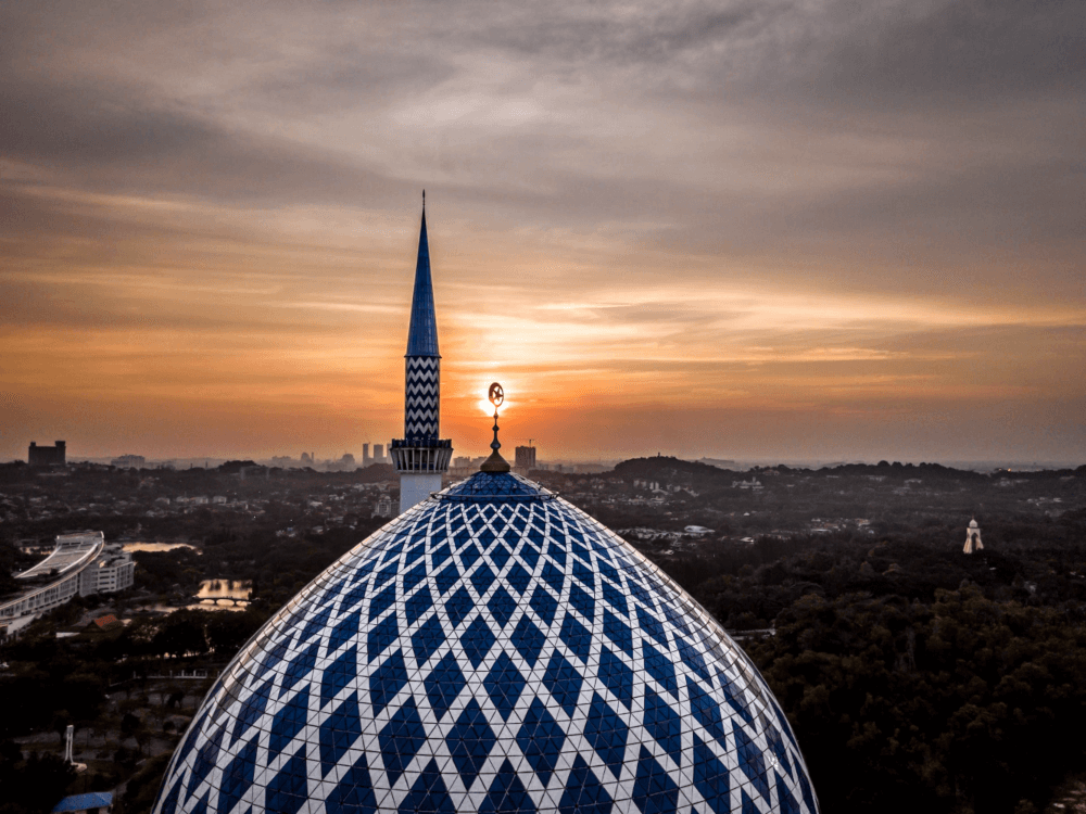 Temple dome in global city in Malaysia